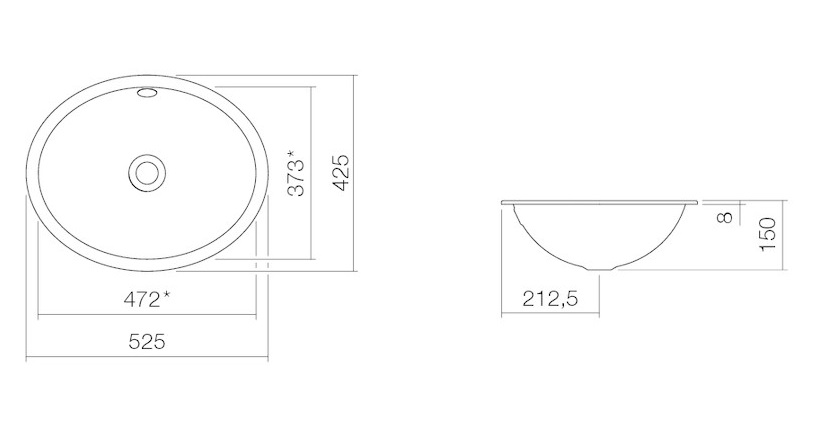 Metallic - Dark Iron Undermount Basin UB.O525 - Alape New - Basins ...