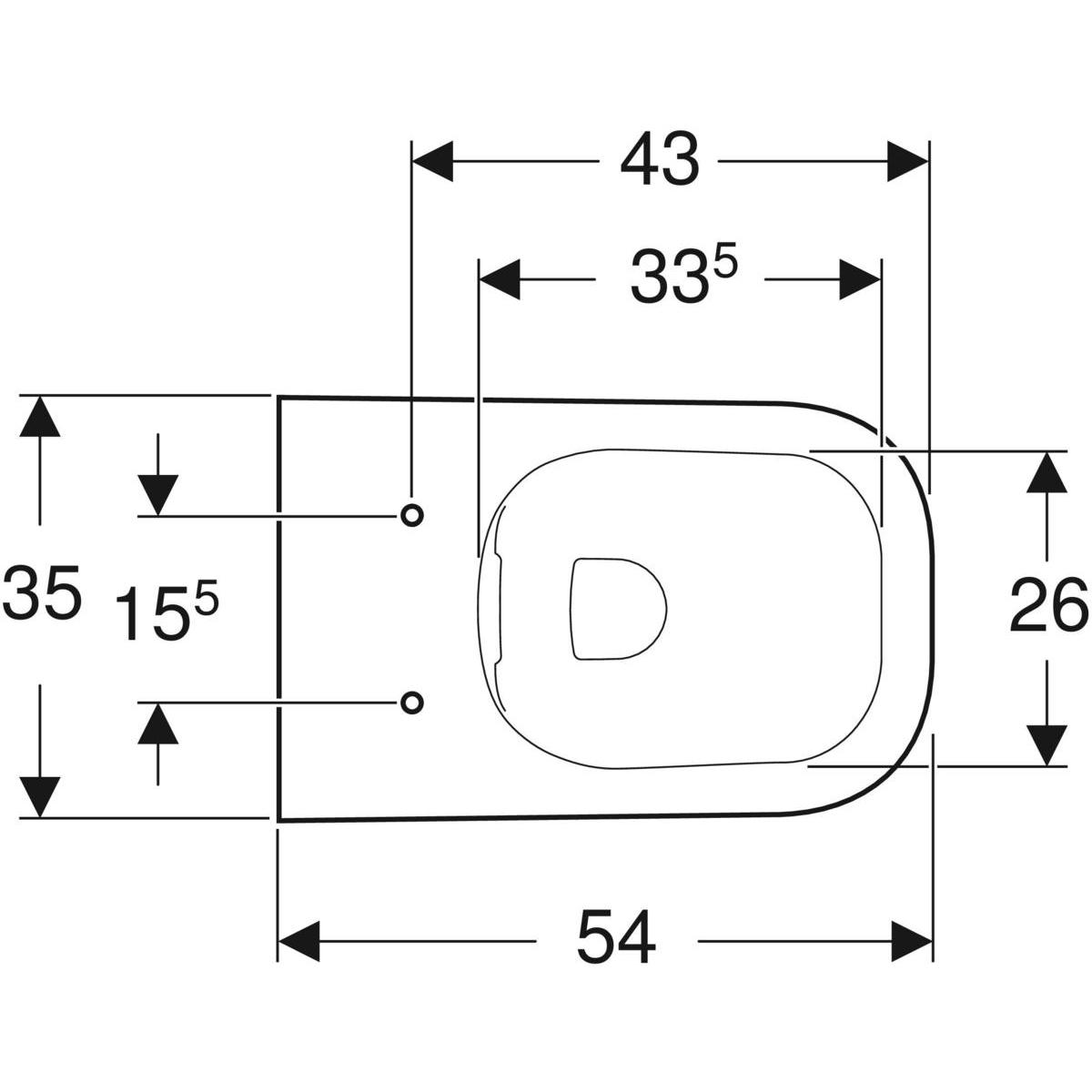 Geberit Selnova Square Wall-Hung WC, Washdown, Rimfree - Geberit ...