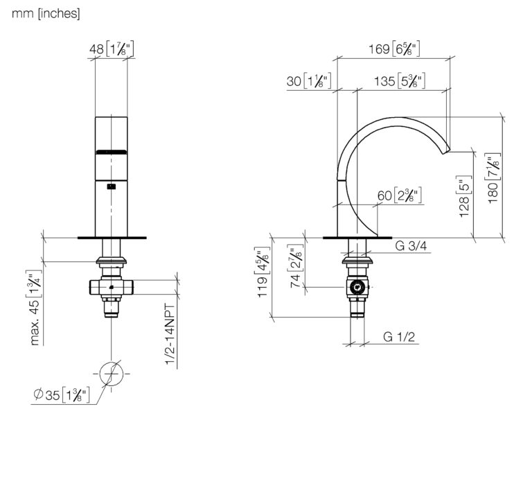 CYO Deck-Mounted Basin Spout Without Pop-Up Waste - 133 mm Projection - Image 2