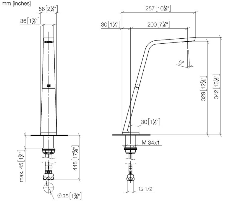 CL.1 Deck Mounted Basin Spout Without Pop-Up Waste - Image 2