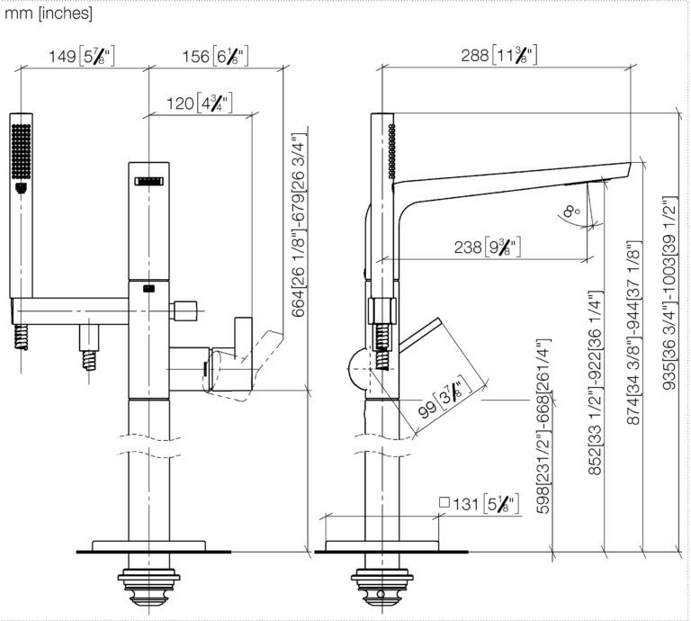 CL.1 Freestanding Bath Mixer With Stand Pipe With Hand Shower Set - Image 2