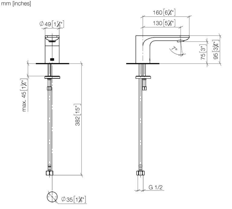 Lisse Deck-Mounted Basin Spout Without Pop-Up Waste - Image 2