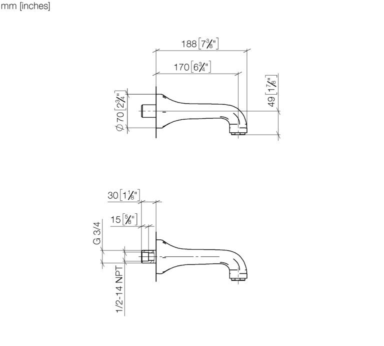 Madison Bath Spout For Wall Mounting - Image 2