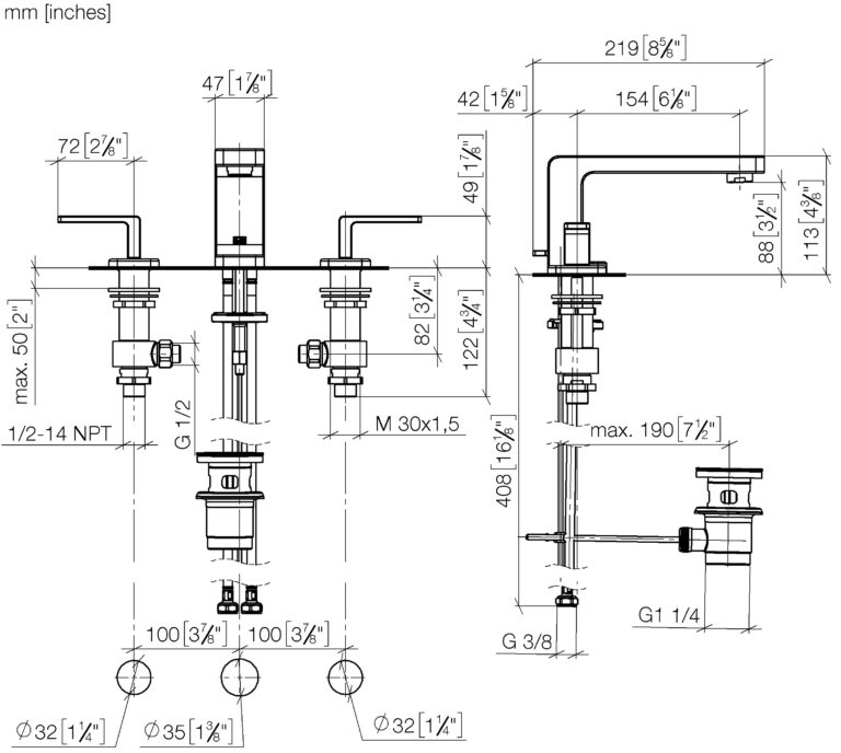 Lulu 3 Hole Basin Mixer - Image 2