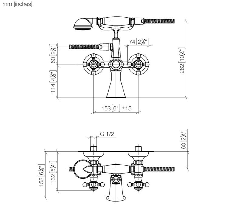 Madison Bath Mixer For Wall Mounting With Hand Shower Set - Image 2