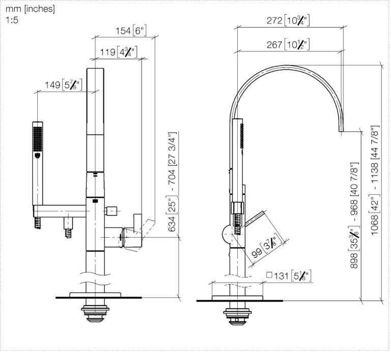 MEM Single-Lever Bath Mixer With Stand Pipe For Free-Standing Assembly With Hand Shower Set - Image 2
