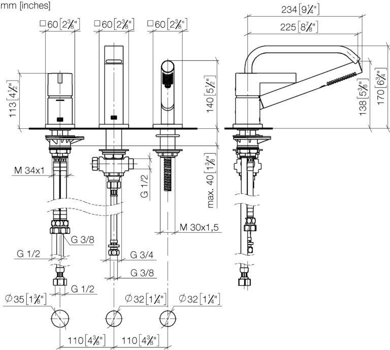 Imo Three-Hole Single-Lever Bath Mixer For Bath Rim Or Tile Edge Installation - Image 2