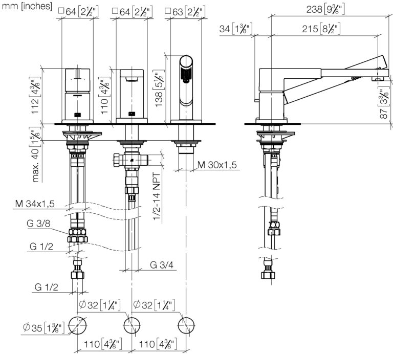 Lulu Three-Hole Single-Lever Bath Mixer For Bath Rim Or Tile Edge Installation - Image 2