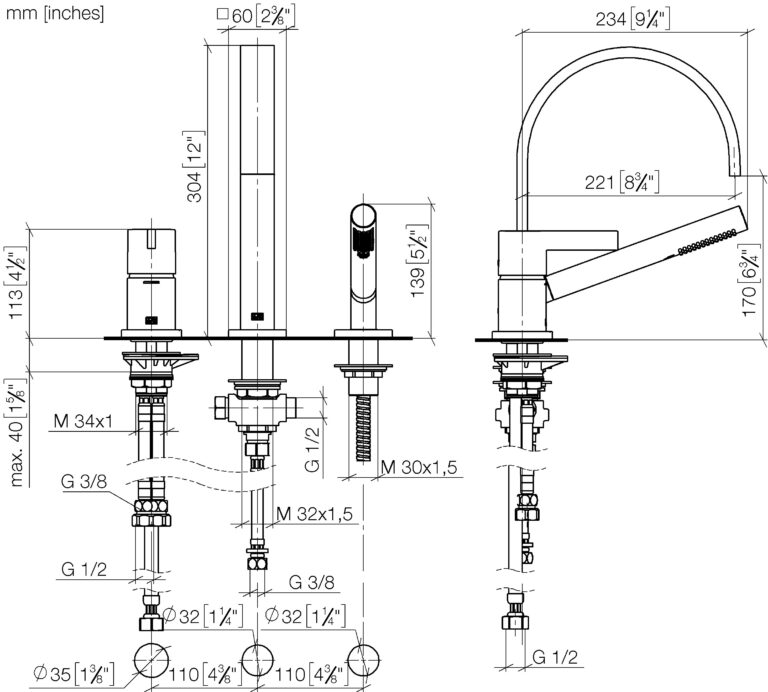 Mem Three-Hole Single Lever Bath Mixer - Image 2