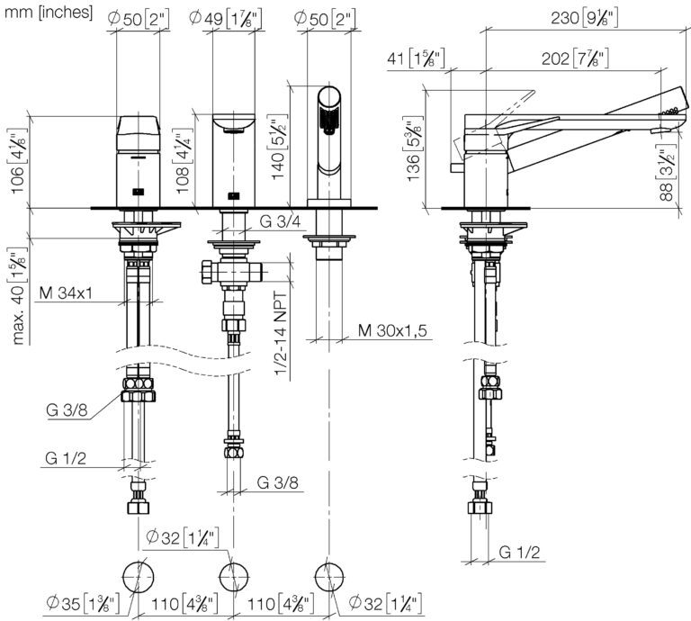 Lisse Three-Hole Single-Lever Bath Mixer For Bath Rim Or Tile Edge Installation - Image 2