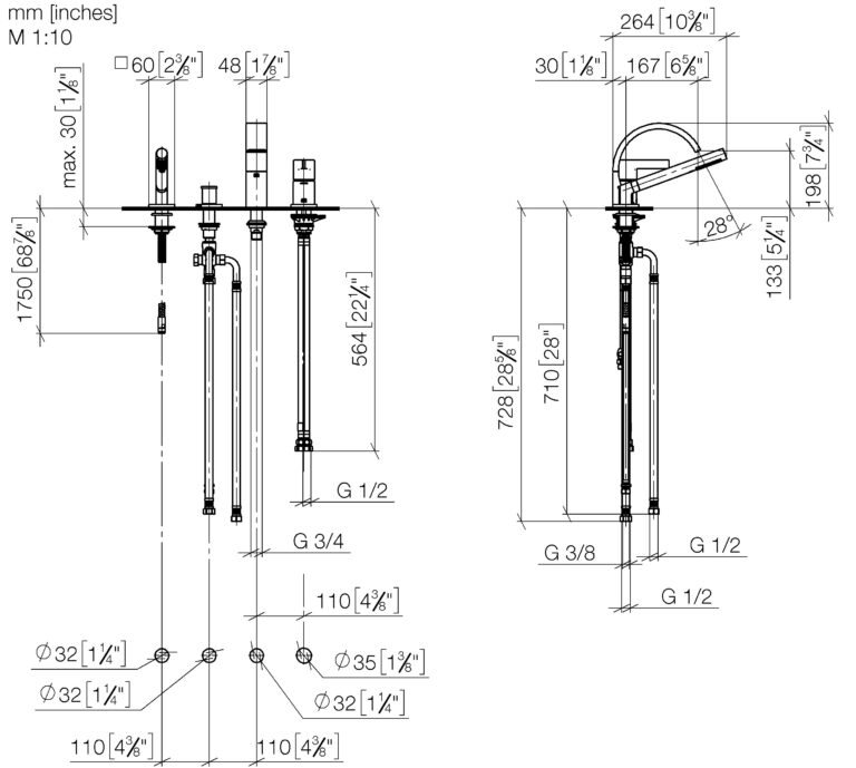 CYO Bath Shower Set For Bath Rim Or Tile Edge Installation - Image 2