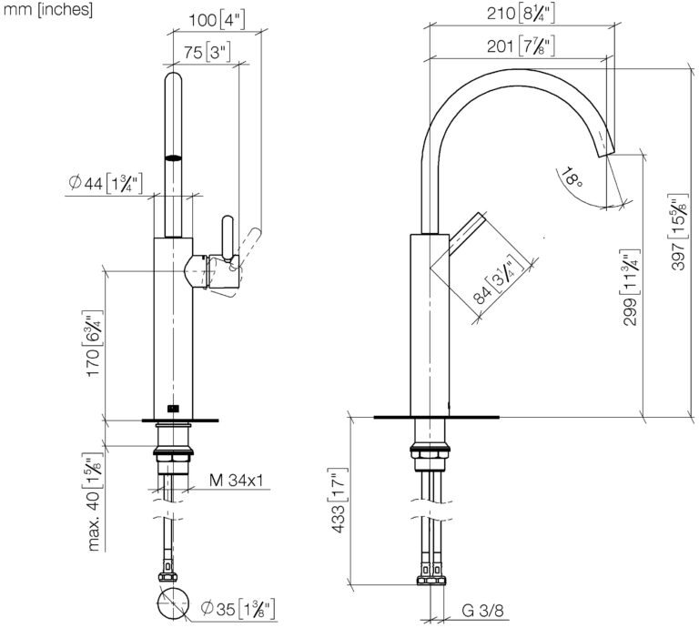 Meta Single-Lever Basin Mixer With Raised Base Without Pop-Up Waste - Image 2