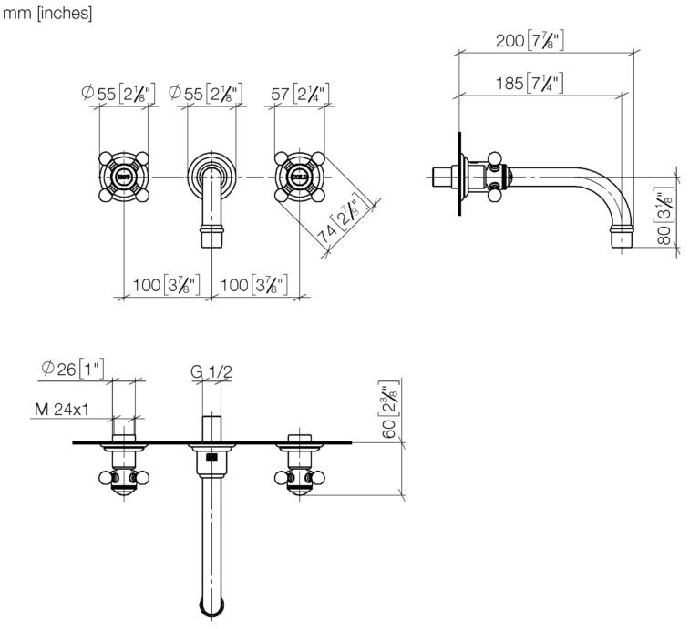 Madison Wall-Mounted Basin Mixer Without Pop-Up Waste - Image 2