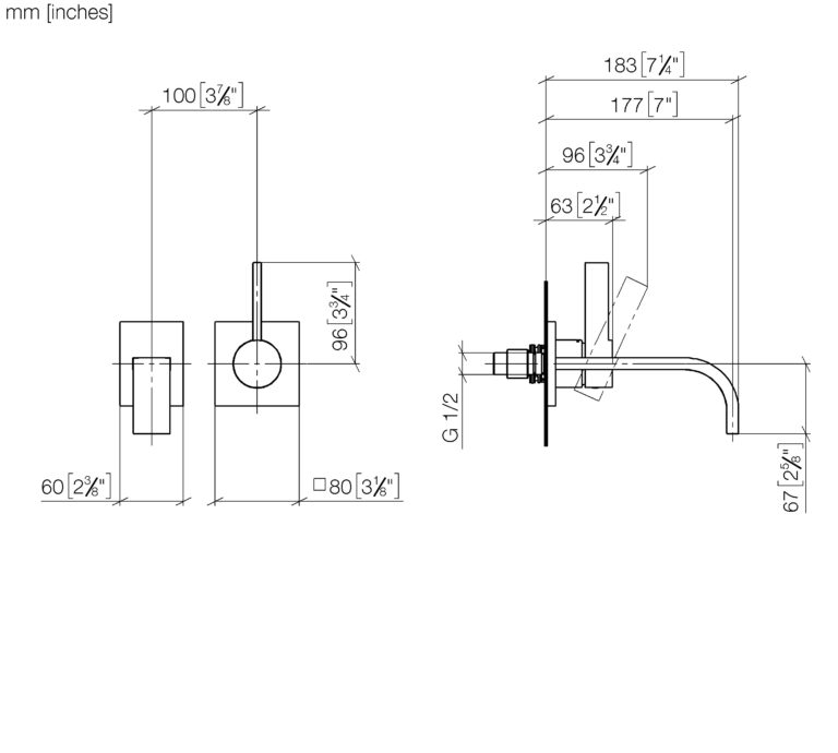 Mem Wall-Mounted Single Lever Basin Mixer - 177 mm Projection - Image 2