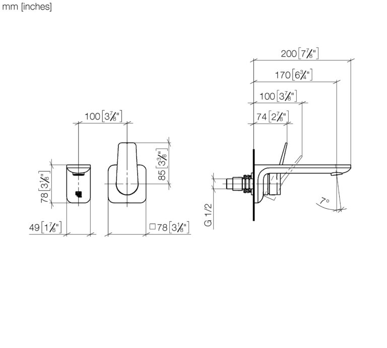 Lisse Wall Mounted Single Level Basin With Mixer - Max. Flow 5.7 l/min - Image 2