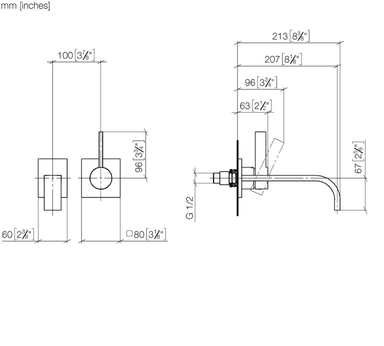 Mem Wall-Mounted Single Lever Basin Mixer - 207 mm Projection - Image 2