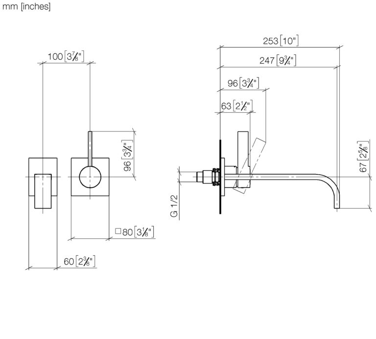 Mem Wall-Mounted Single Lever Basin Mixer - 247 mm Projection - Image 2