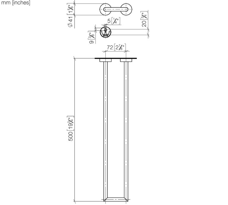 Towel Bar In Two Parts Non-Swivel - 500 mm Projection - Image 2