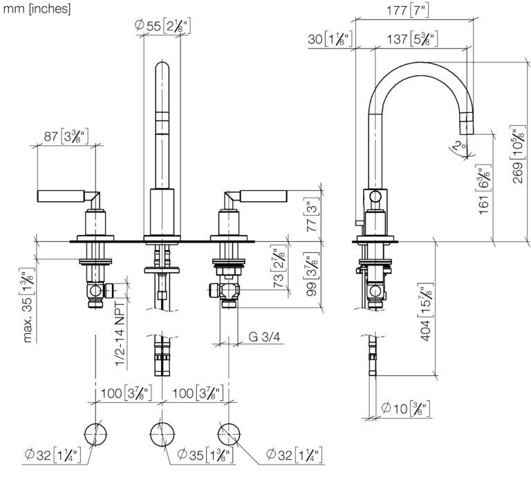Tara Three-Hole Basin Mixer With Pop Up Waste - Image 2