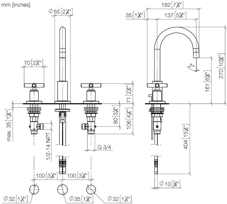 Tara Three-Hole Basin Mixer With Pop Up Waste - Image 2