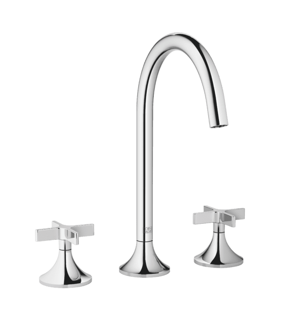Vaia Three Hole Cross Handle Basin Mixer With Pop-Up Waste