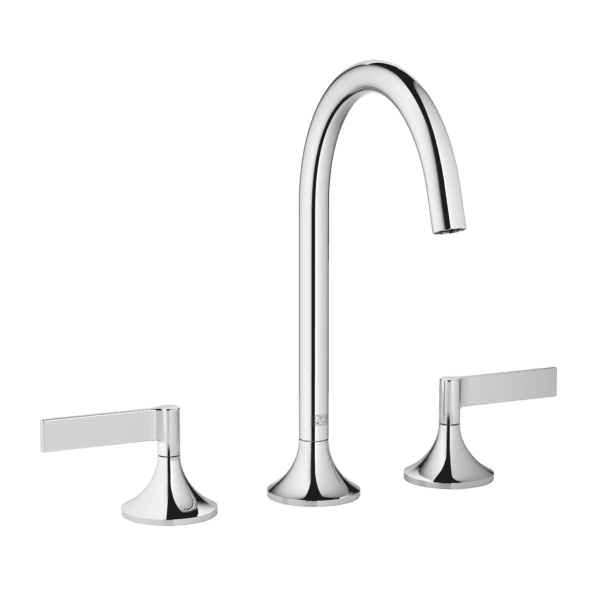 Vaia Three Hole Lever Handle Basin Mixer With Pop-Up Waste
