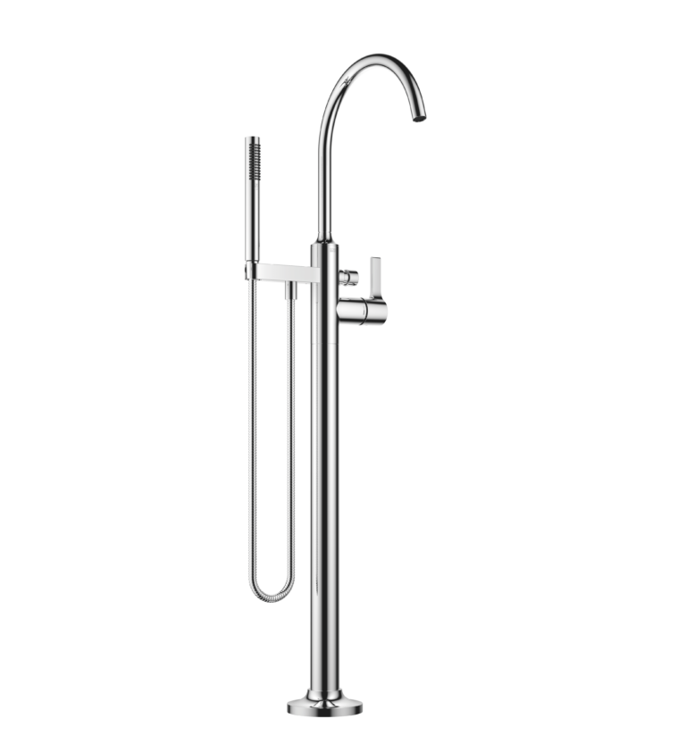 Vaia Single Lever Basin Mixer Free Standing With Stand Pipe And Hand Shower Set