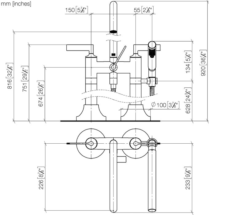 Vaia Two-Hole Lever Handle Bath Mixer Free Standing Assembly - Image 2
