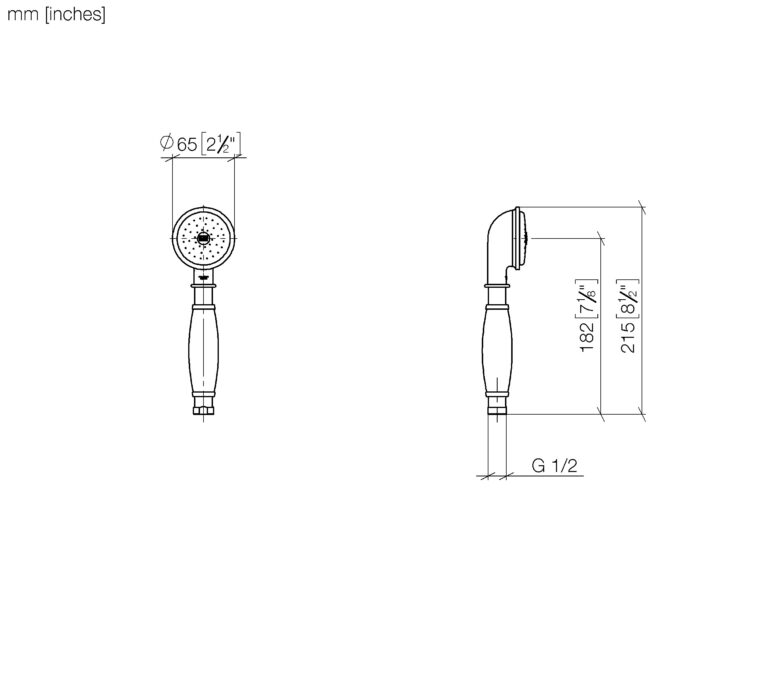Madison Metal Hand Shower With White Porcelain Insert - Image 2