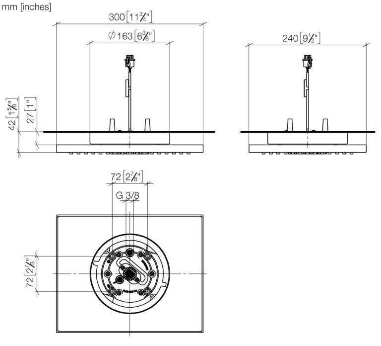 Rain Shower for Ceiling Fixing With Light 300 x 240 mm - Image 2