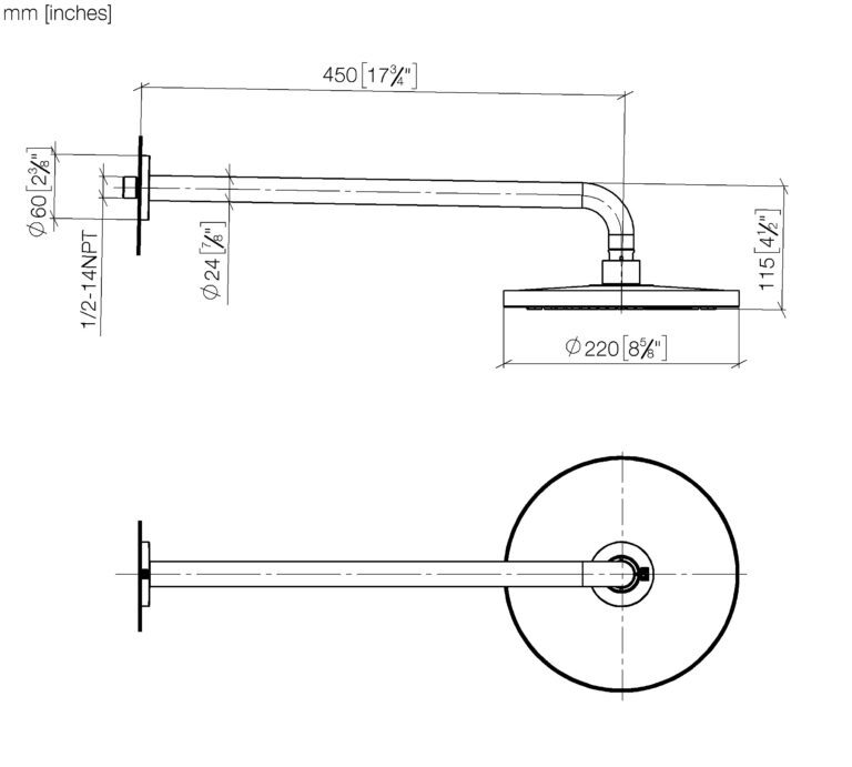 Rain Shower 220 mm With Wall Fixings - Image 2