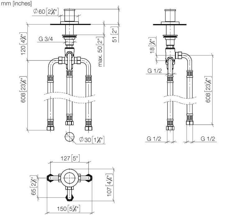 Meta Two-Way Diverter For Bath Rim Or Tile Edge Installation - Image 2