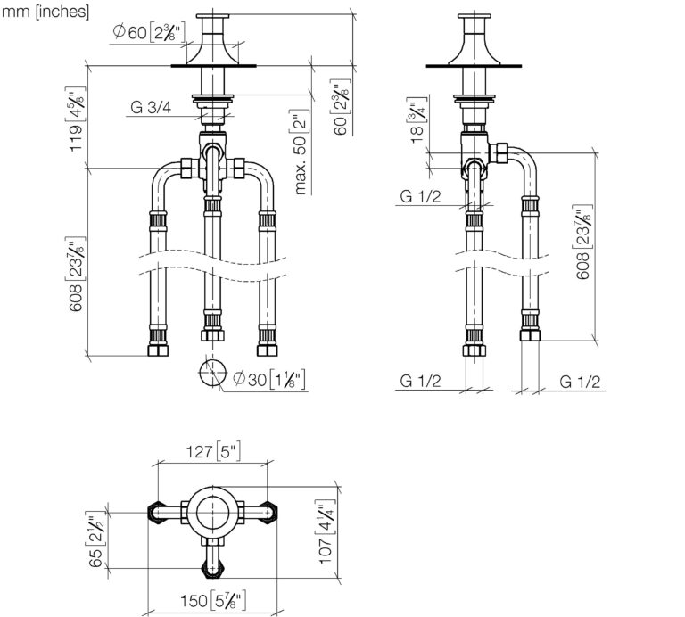 Vaia Two-Way Diverter For Bath Rim Or Tile Edge - Image 2