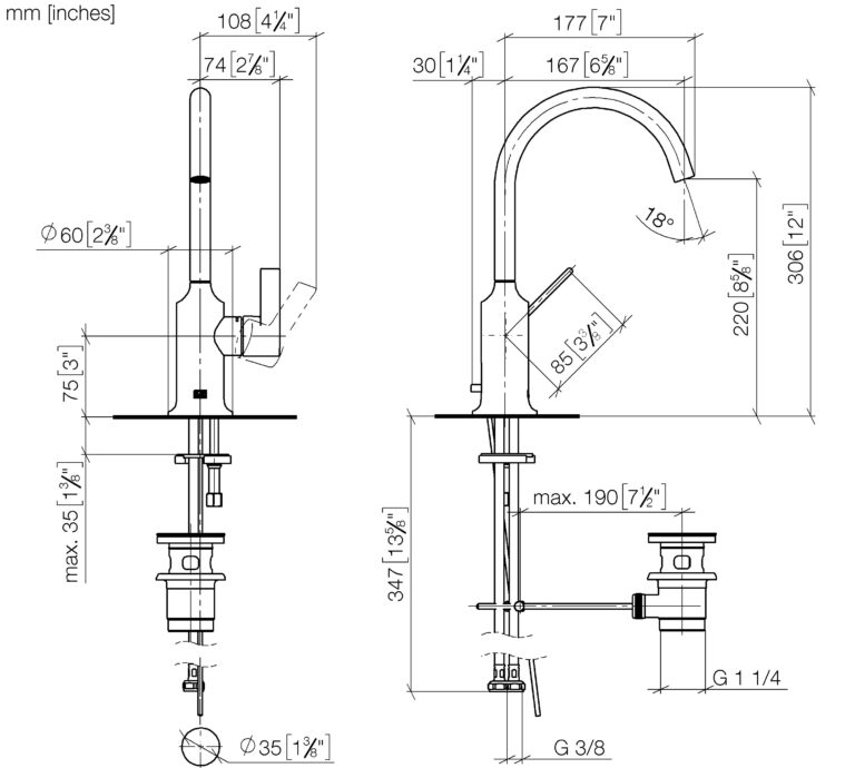 Vaia Single Lever Basin Mixer - 167 mm Projection - Image 2