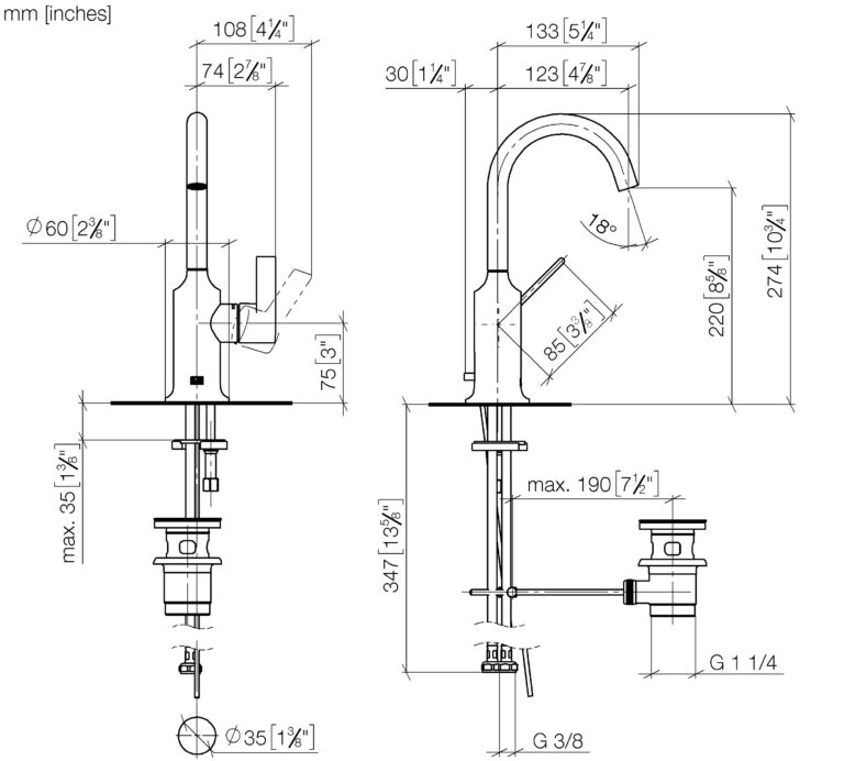 Vaia Single Lever Basin Mixer - 123 mm Projection - Image 2
