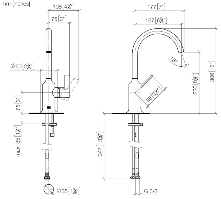Vaia Single Lever Basin Mixer - 167 mm Projection - Image 3