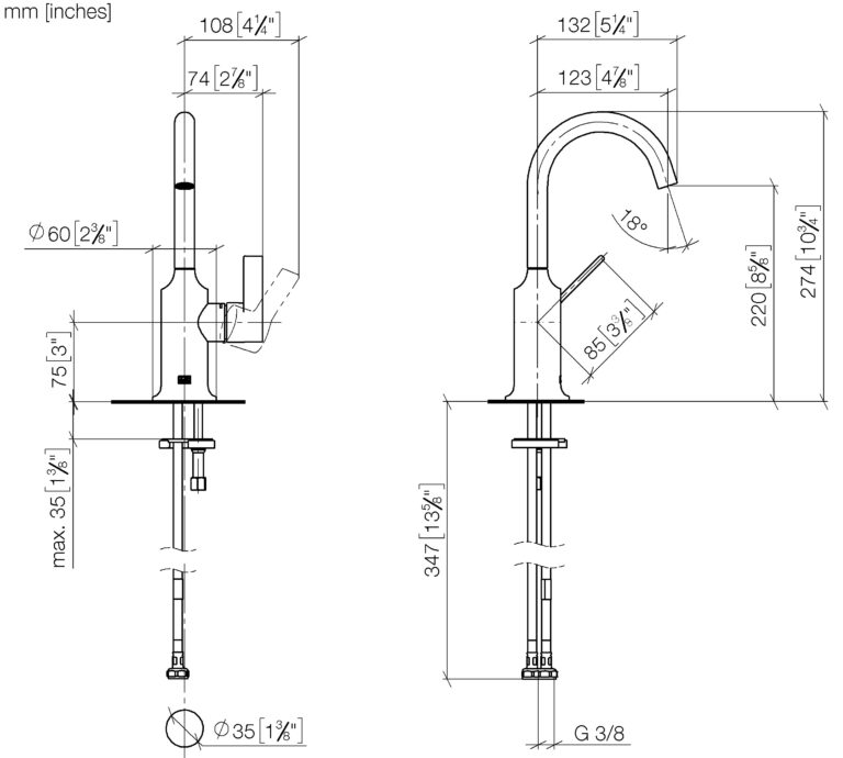 Vaia Single Lever Basin Mixer - 123 mm Projection - Image 3
