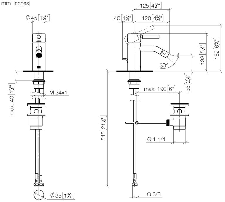 Meta Single-Lever Bidet Mixer With Pop-Up Waste - Image 2
