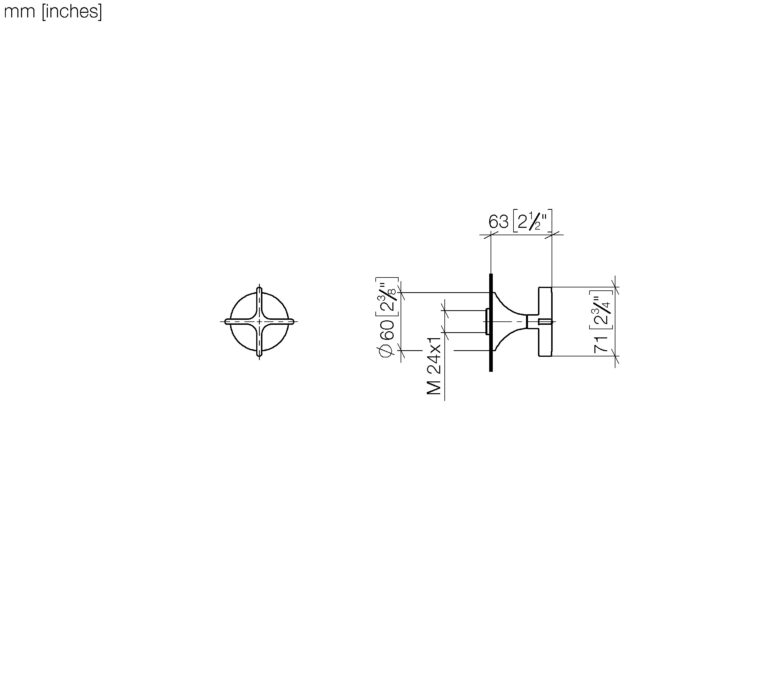 Vaia Cross Handle Wall Valve Clockwise Closing - Image 2