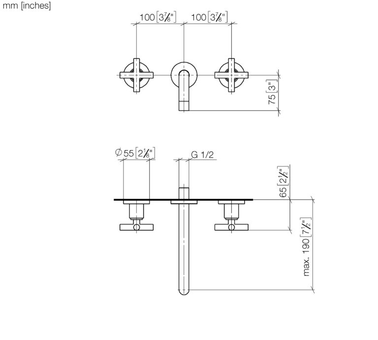 Tara Wall Mounted Basin Mixer 190 mm - Image 2