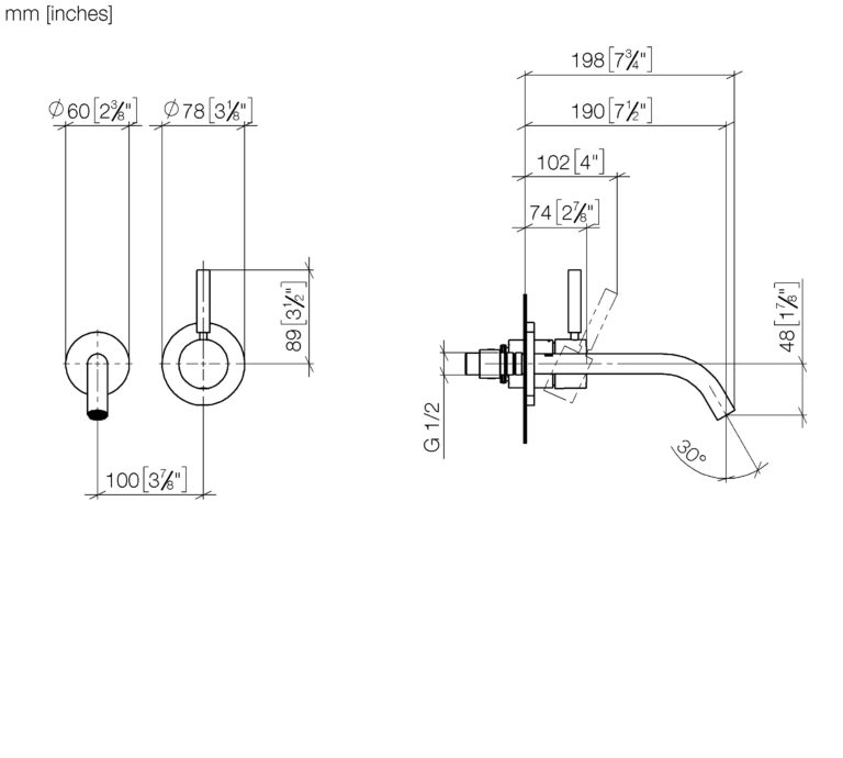 Meta Wall-Mounted Single-Lever Basin Mixer - 190 mm Projection - Image 2