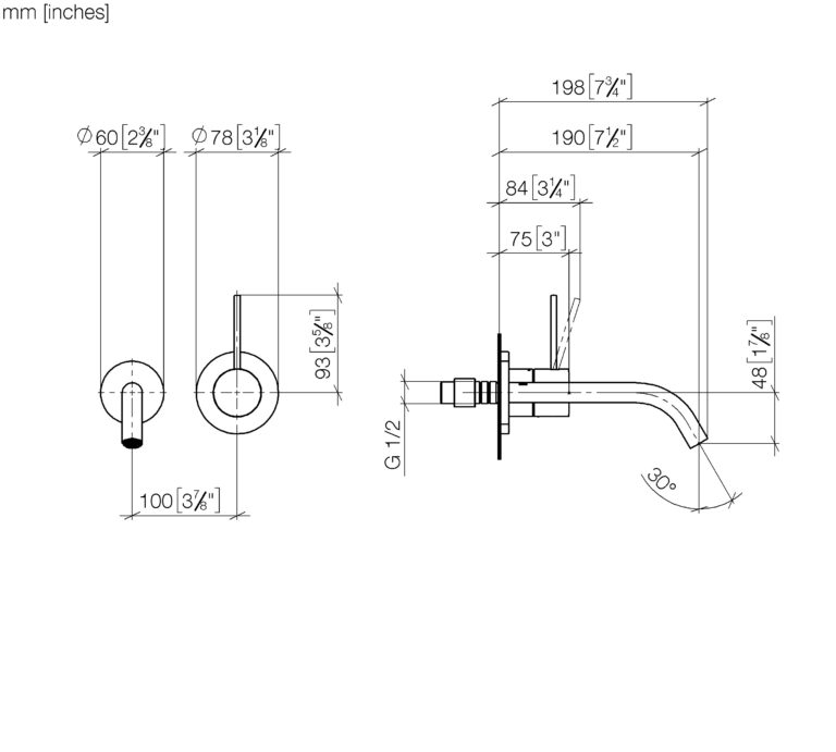 Meta SLIM Wall-Mounted Single-Lever Basin Mixer - 190 mm Projection - Image 2
