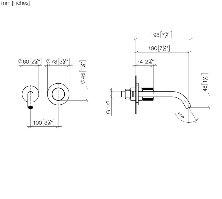 Meta PURE Wall-Mounted Single-Lever Basin Mixer - 190 mm Projection - Image 2