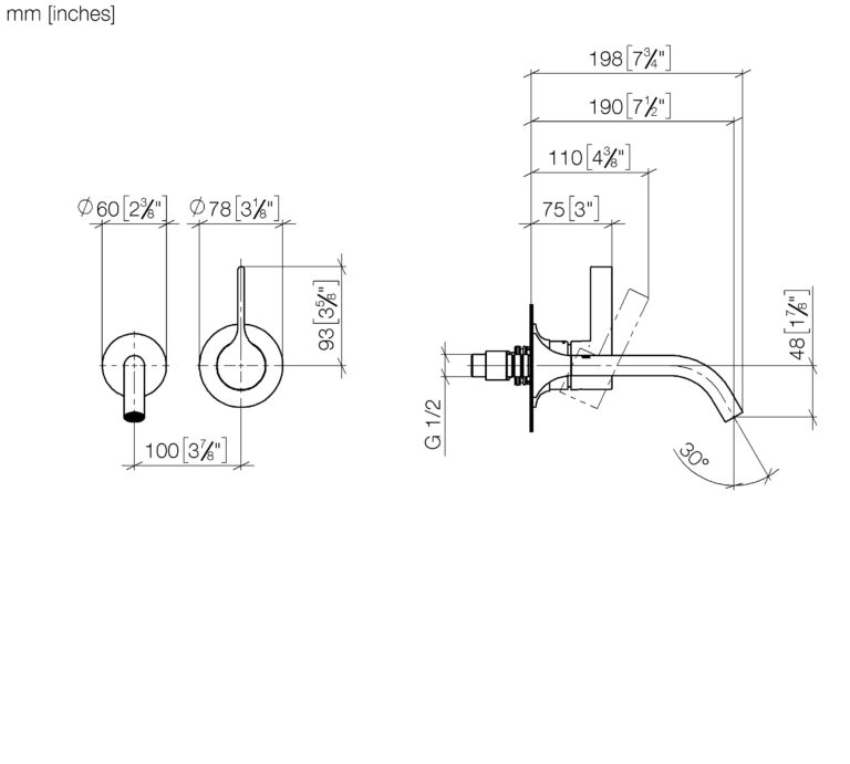 Vaia Wall Mounted Single Lever Basin Mixer - Image 2