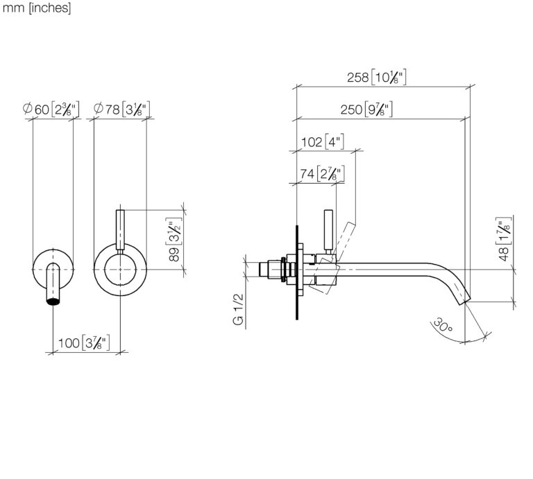 Meta Wall-Mounted Single-Lever Basin Mixer - 250 mm Projection - Image 2