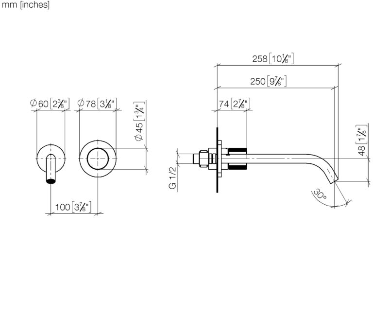 Meta PURE Wall-Mounted Single-Lever Basin Mixer - 250 mm Projection - Image 2