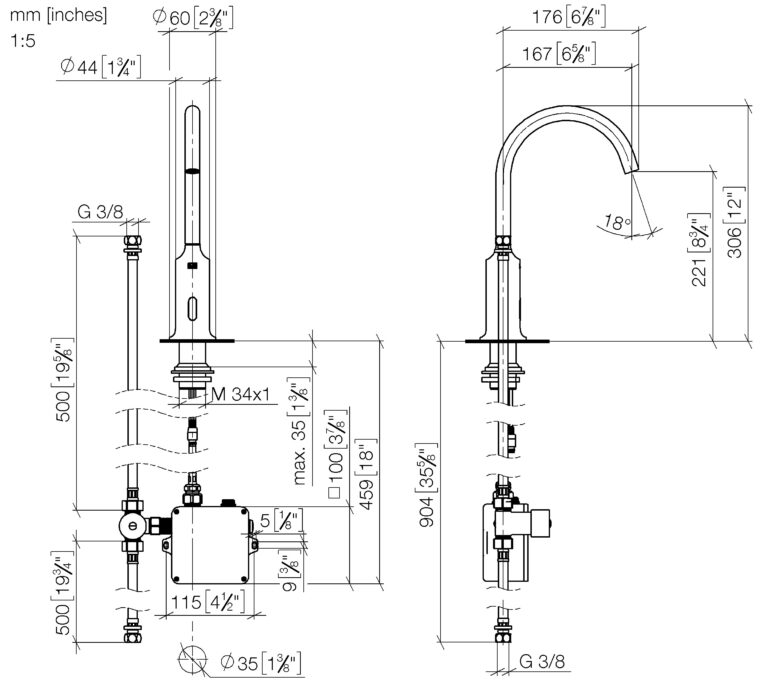 Vaia Washstand Fitting With Electronic Opening & Closing Function Without Pop-Up Waste - Image 2