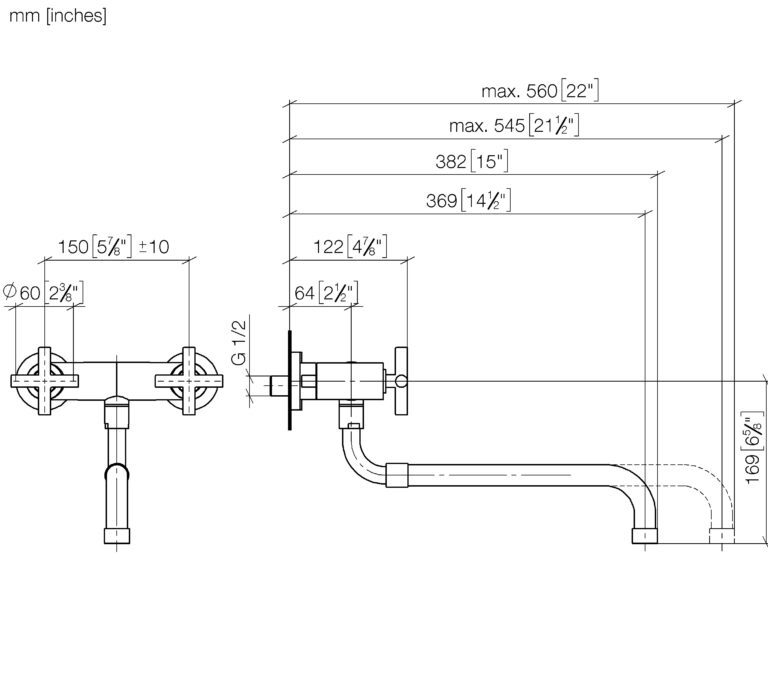 Tara Wall Mounted Bridge Mixer - Image 2