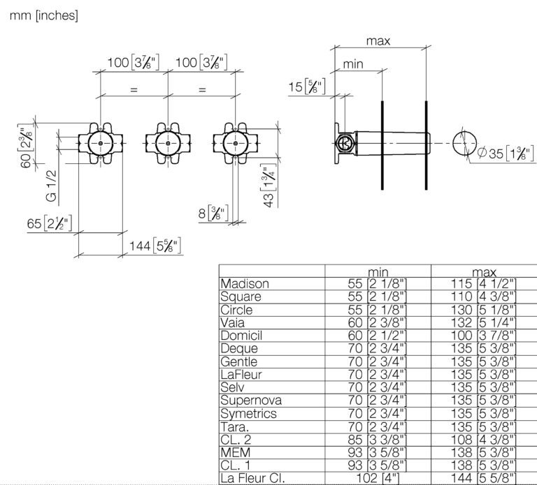 Concealed Wall Mixer Variable Positioning - Image 2
