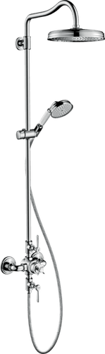 Montreux Showerpipe With Thermostatic Mixer & 1jet Overhead Shower & Lever Handles